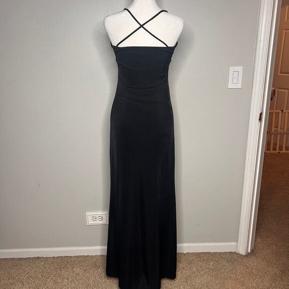 Women's Medium Long Black Dress Party Event Stretchy Goth Witchcore Gala Gown - Picture 4 of 6